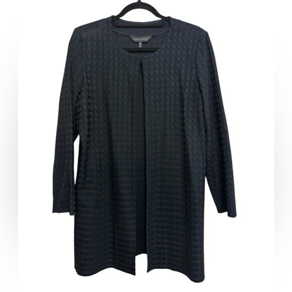 Ming Wang Long Line Black Textured Sweater Blazer - Size 0X - Picture 1 of 5